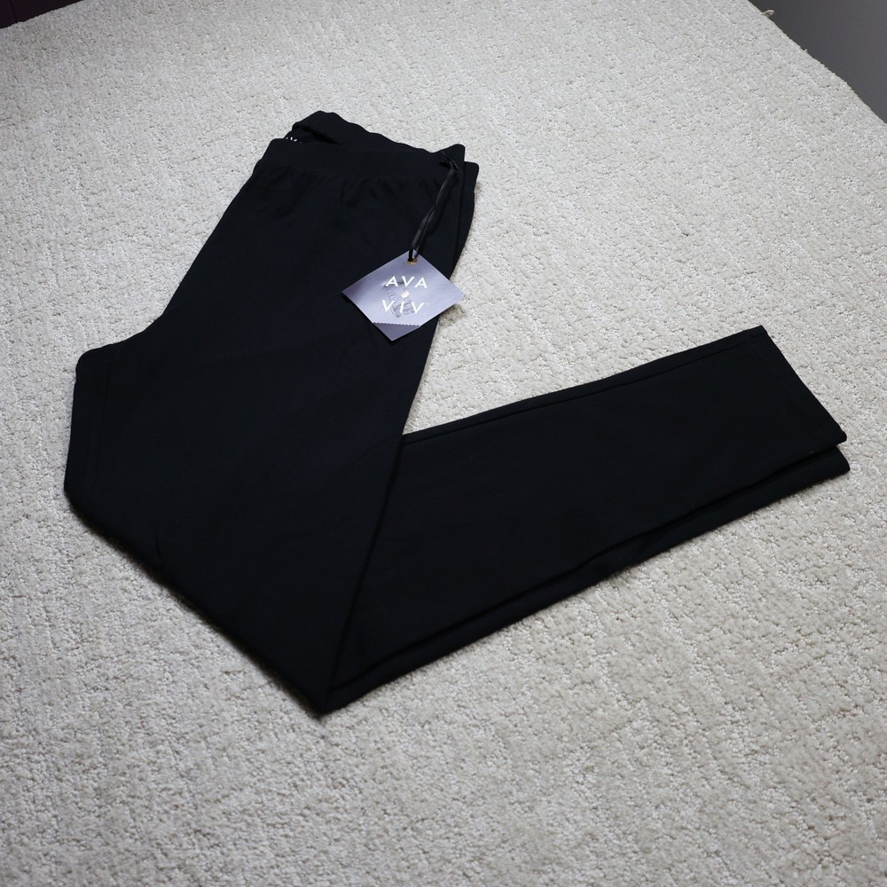 Ava & Viv Womens XXL Black Cotton Spandex Ankle Leggings NWT 2K3YGX